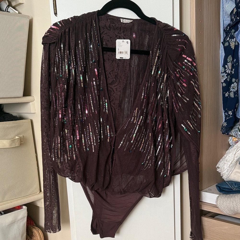 Free People Multicolor Sequin Bodysuit